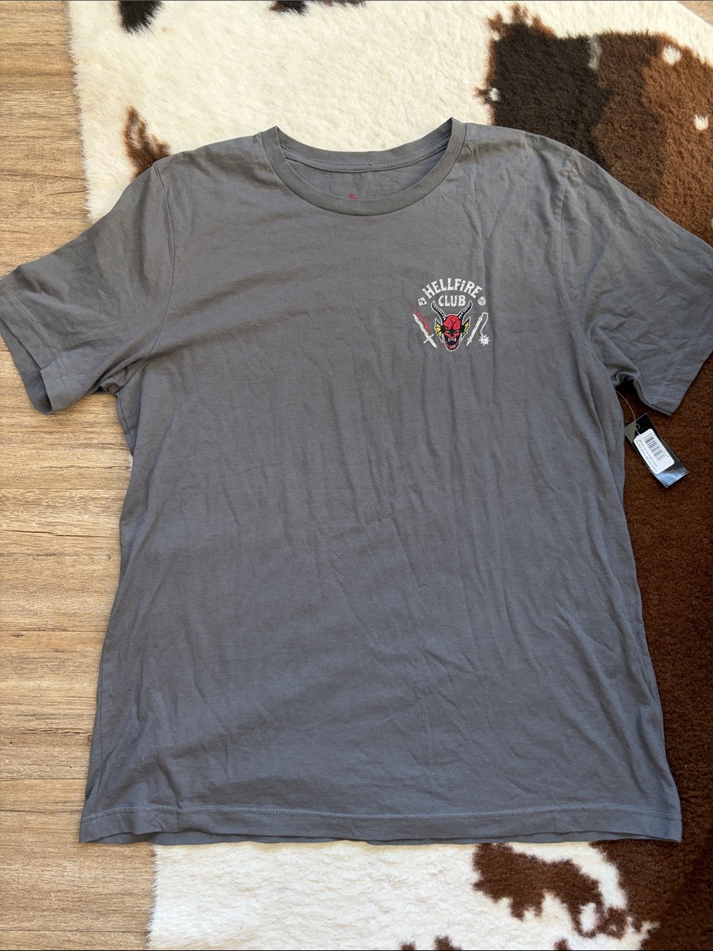 Netflix Hellfire Club Graphic Tee - Gray with Red Accent